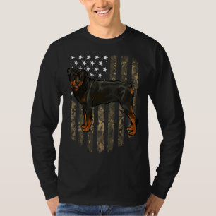 Camo Amerikaanse Vlag Rottweiler 4th of July USA T-shirt