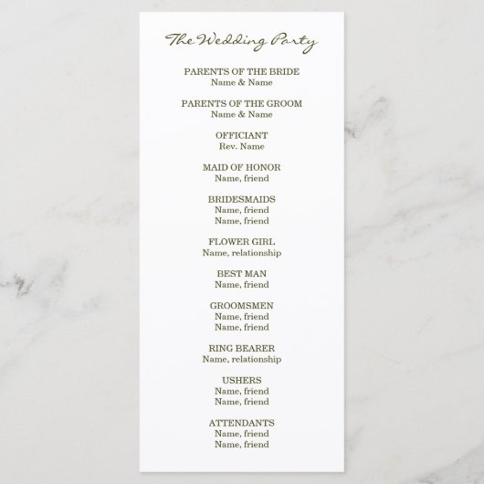 Camo Ampersand Trouwprogramma Programmakaart (Achterkant)