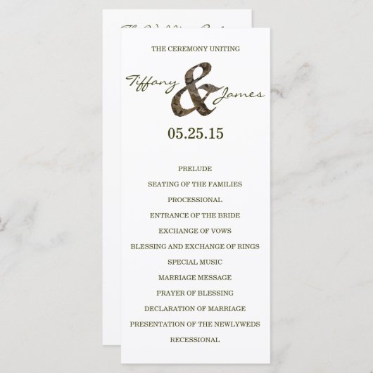 Camo Ampersand Trouwprogramma Programmakaart (Voorkant / Achterkant)