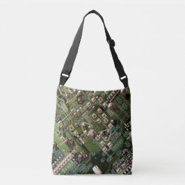 Camo Army Green Circuit Board Crossbody Tas
