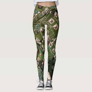 Camo Army Green Circuit Board Leggings