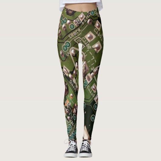 Camo Army Green Circuit Board Leggings (Voorkant)