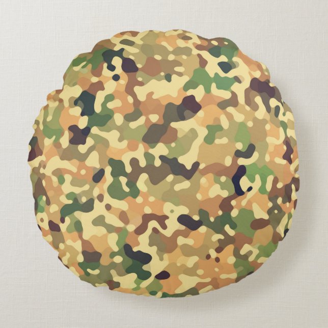 Camo Autumn Rond Kussen (Voorkant)