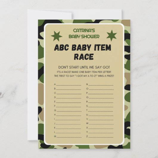 Camo Baby shower - bewerkbare naam, 5x7 Kaart (Voorkant)