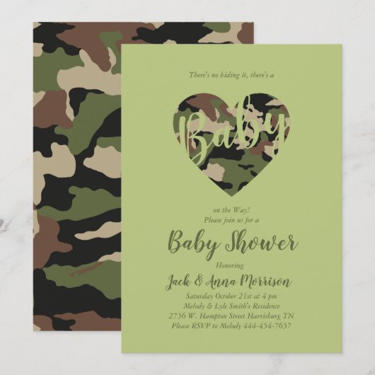 Camo Baby shower Camouflage Country Hunter Kaart (Voorkant / Achterkant)