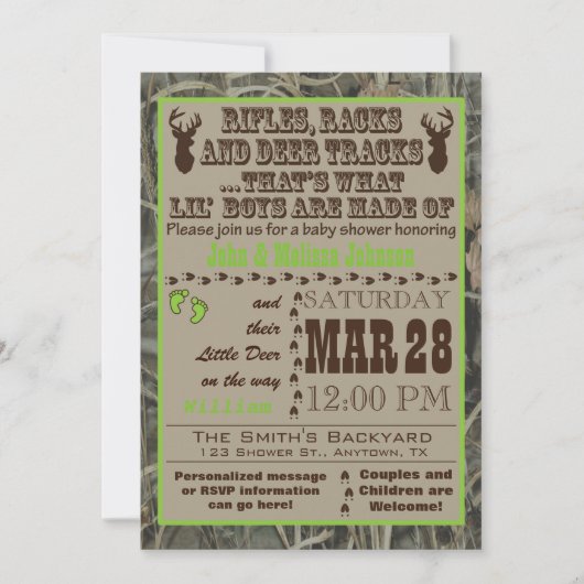 Camo Baby Shower Invitations L Kaart (Voorkant)