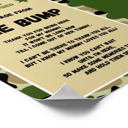 Camo Baby shower teken Poster (Hoek)
