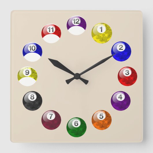 Camo Ball Tan Felt Pool Clock Vierkante Klok (Voorkant)