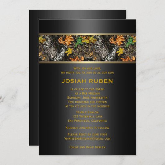 Camo Bar Mitzvah Uitnodigingen (Voorkant / Achterkant)