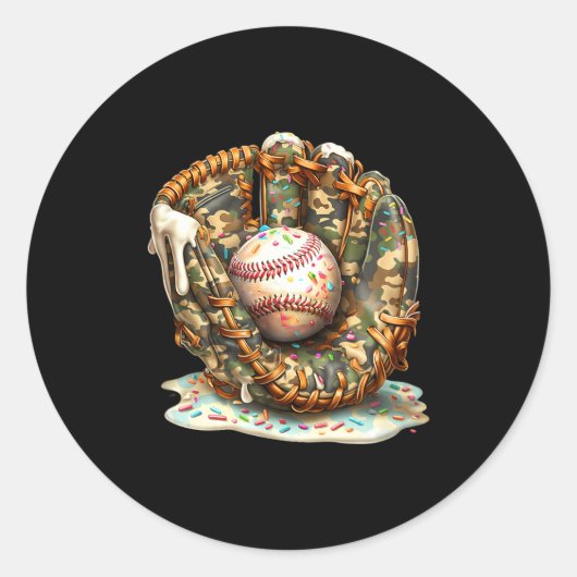Camo Baseball Gloves Lifestyle 101 Apparel Drip Ic Ronde Sticker (Voorkant)