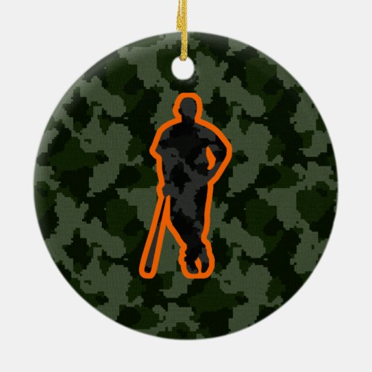 Camo Baseball Keramisch Ornament (Achterkant)