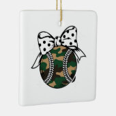 Camo Baseball met Polka Dot Bow Keramisch Ornament (Rechts)
