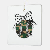 Camo Baseball met Polka Dot Bow Keramisch Ornament (Links)