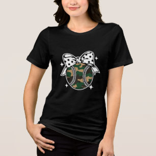Camo Baseball met Polka Dot Bow Tri-Blend Shirt