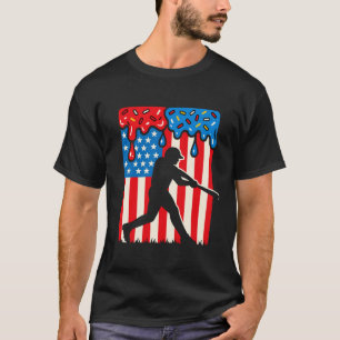 Camo Baseball USA Flag Baseball Lover 4 juli T-shirt