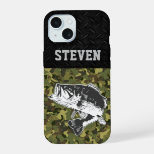 Camo Bass Vissen Naam Mannen Sport Grote Mond Case iPhone 15 Case
