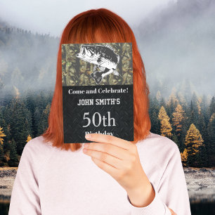 Camo Bass Vist Birthday Party Mannen Kaart