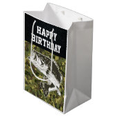 Camo Bass Viste robuuste Happy Birthday Mannen Medium Cadeauzakje (Voorkant Gekanteld)