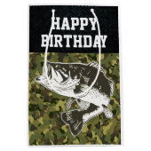Camo Bass Viste robuuste Happy Birthday Mannen Medium Cadeauzakje (Voorkant)
