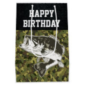 Camo Bass Viste robuuste Happy Birthday Mannen Medium Cadeauzakje (Achterkant)