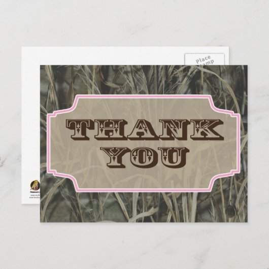 Camo Bedankt briefkaarten Roze (Voorkant / Achterkant)