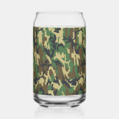 Camo Beer Glass – Woodland Print Can Style Blikvorm Glas (Voorkant)