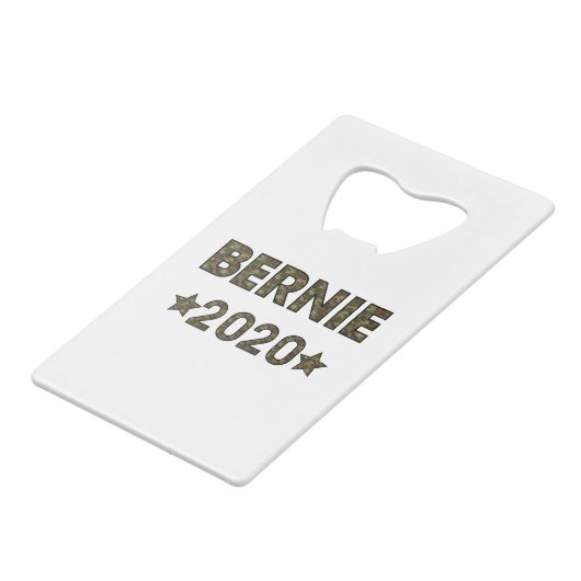 Camo Bernie presidentskandidaat 2020 Creditkaart Flessenopener (Voorkant Gekanteld)