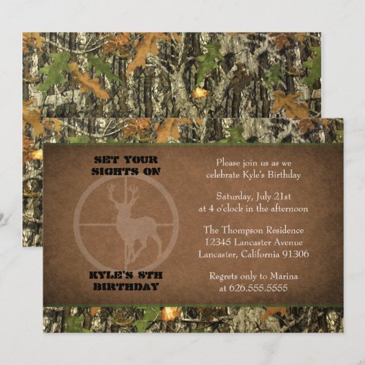 Camo Birthday Boy Invitations Kaart (Voorkant / Achterkant)