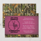 Camo Birthday Girl-uitnodigingen Kaart (Voorkant / Achterkant)