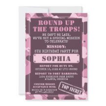 Camo Birthday Party Invitation, Army, Mission