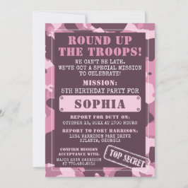 Camo Birthday Party Invitation, Army, Mission Kaart