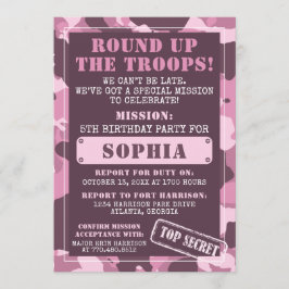 Camo Birthday Party Invitation, Army, Mission Kaart