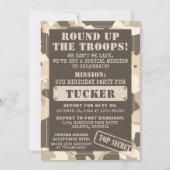 Camo Birthday Party Invitation, Army, Mission Kaart (Voorkant)