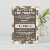 Camo Birthday Party Invitation, Army, Mission Kaart (Staand voorkant)
