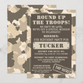 Camo Birthday Party Invitation, Army, Mission Kaart (Voorkant / Achterkant)