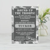 Camo Birthday Party Invitation, Army, Mission Kaart (Staand voorkant)