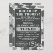 Camo Birthday Party Invitation, Army, Mission Kaart (Voorkant / Achterkant)