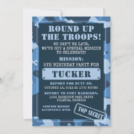 Camo Birthday Party Invitation, Army, Mission Kaart