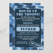 Camo Birthday Party Invitation, Army, Mission Kaart (Voorkant / Achterkant)