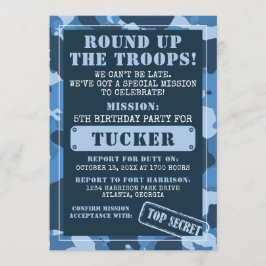 Camo Birthday Party Invitation, Army, Mission Kaart