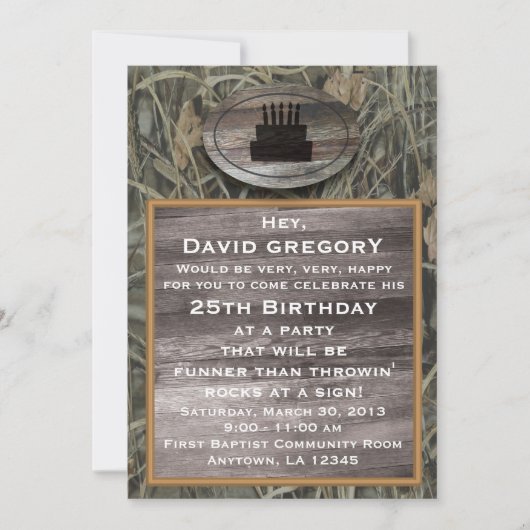 Camo Birthday Party Invitation Kaart (Voorkant)