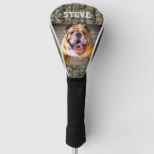 Camo Black Bulldog Ras Dierennaam Cool Golfheadcover (Voorkant)