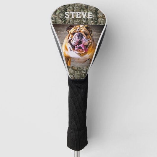 Camo Black Bulldog Ras Dierennaam Cool Golfheadcover (Voorkant)
