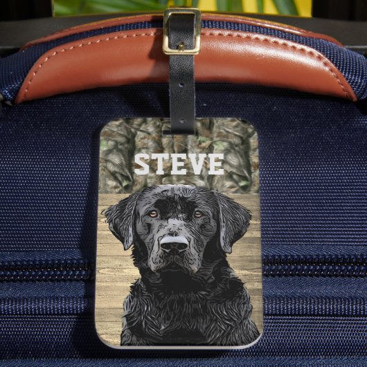 Camo Black Lab Hondenras Dierbenaming Bagagelabel (Voorkant Insitu 2)