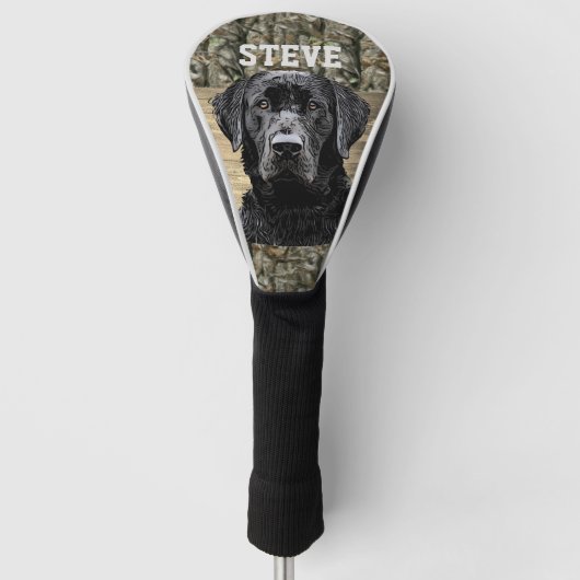 Camo Black Lab Hondenras Dierbenaming Golfheadcover (Voorkant)