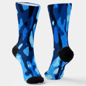 Camo Blue Abstract Patroon Sokken (Gebogen)
