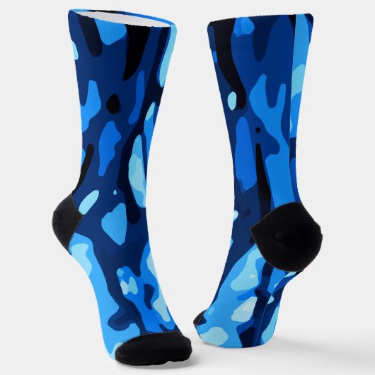 Camo Blue Abstract Patroon Sokken (Gebogen)