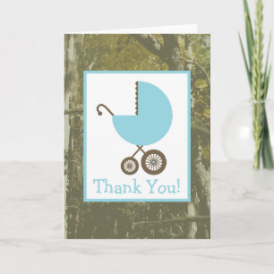 Camo & Blue Carriage Baby shower Hartelijk dank Bedankkaart
