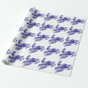 Camo Blue Snowmobier Cadeaupapier