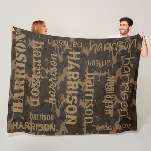 Camo Bruin Gepersonaliseerd Fleece Deken (In situ)